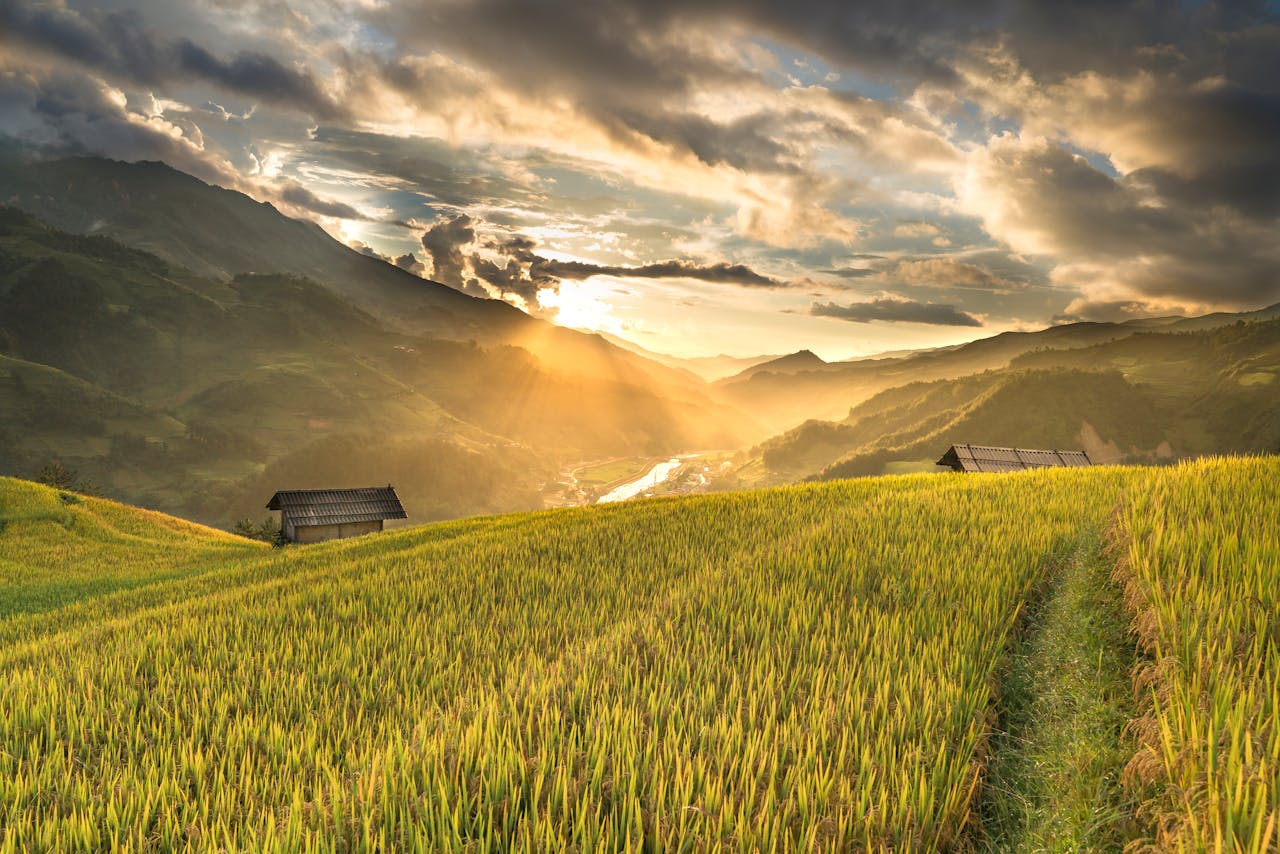 Mountain valley at sunrise
